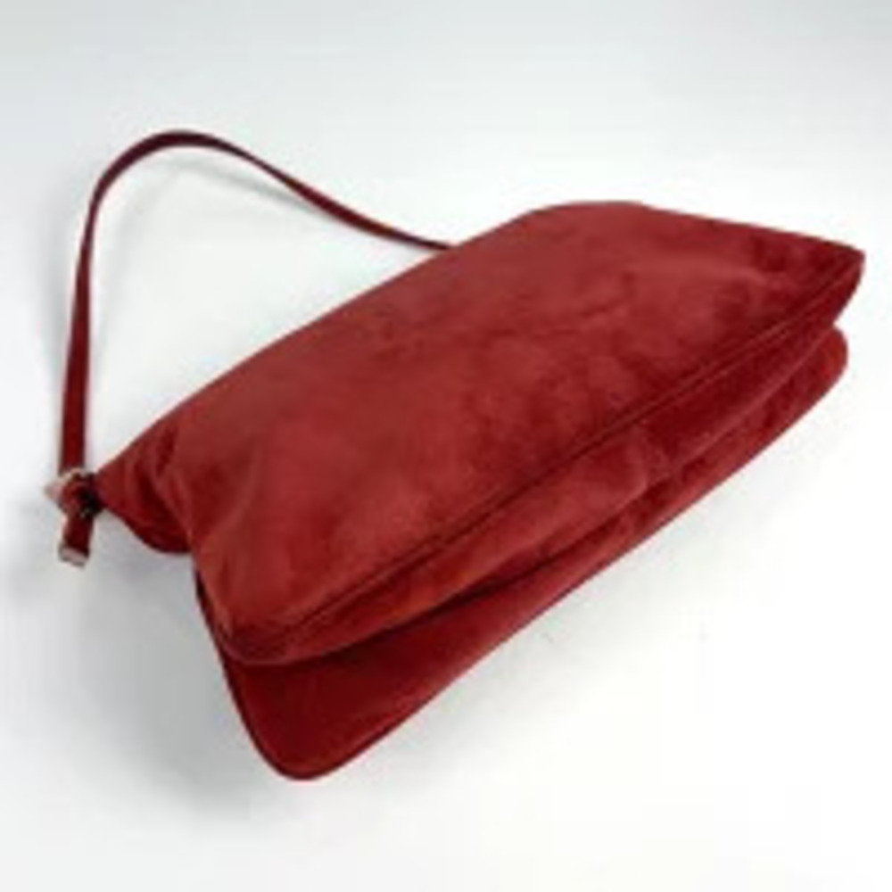 Fendi Bag Suede Handbag Red Zucca Shoulder